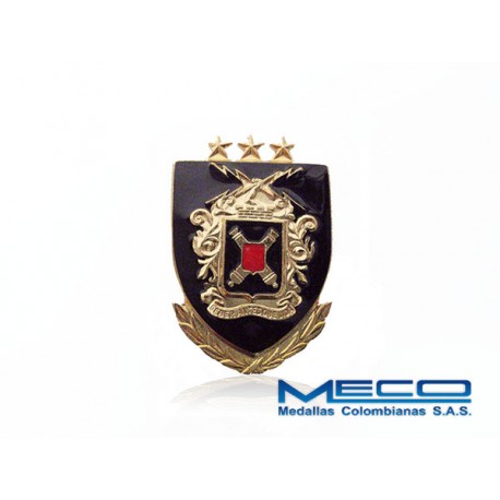 Distintivo Artilleria Oficial con Laurel 3 Estrellas Ejercito Nacional